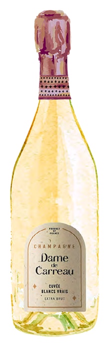 Bottiglia di Champagne Dame de Carreau Cuvèe Blanc Vrais 2019 Extra Brut