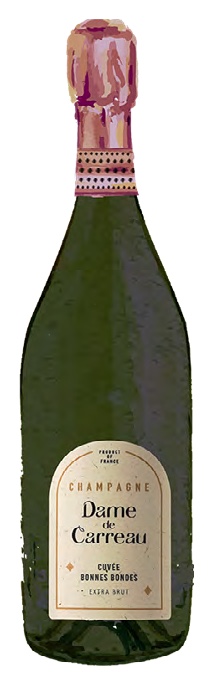 Bottiglia di Champagne Dame de Carreau Cuvèe Bonnes Bondes 2015 Extra Brut